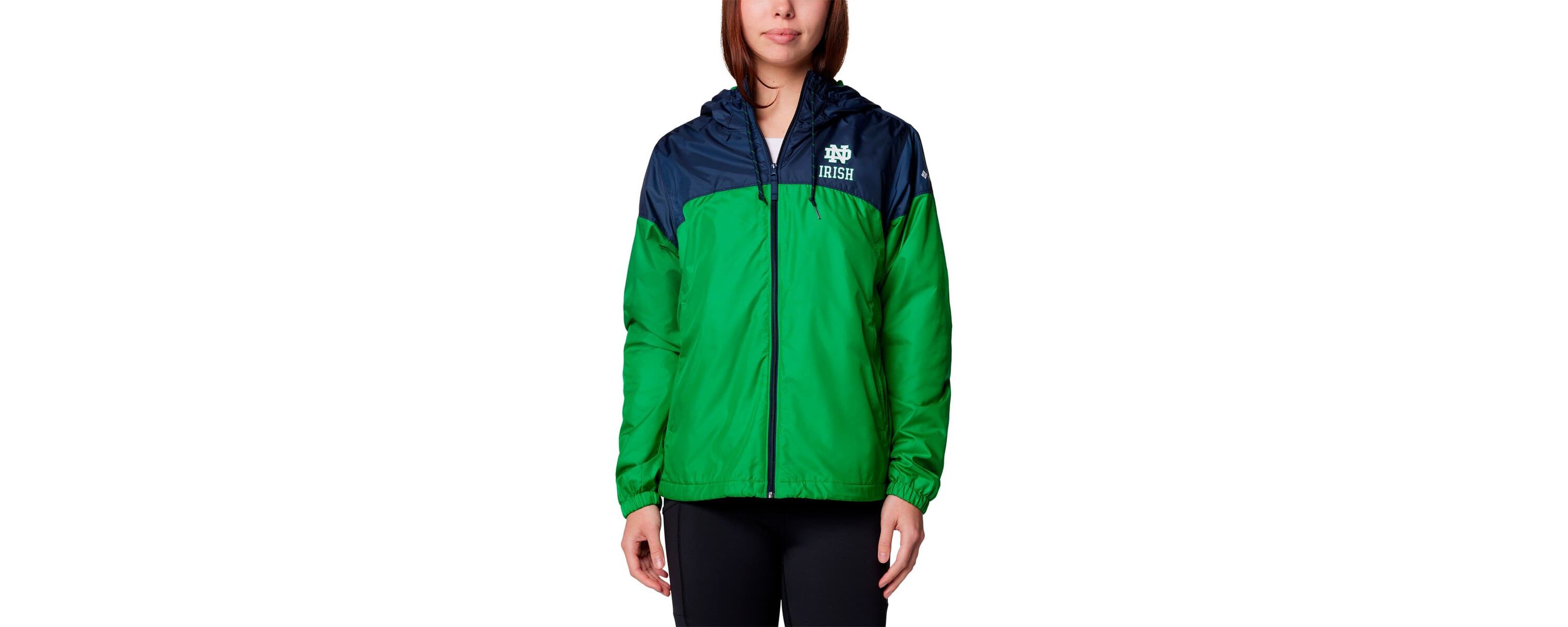NCAA Navy/Green Notre Dame Fighting Irish Flash Forward Full-Zip Hoodie Windbreaker Jacket