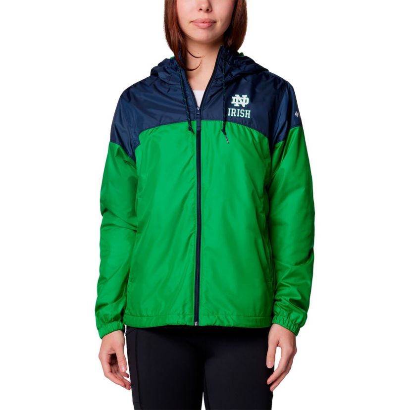NCAA Navy/Green Notre Dame Fighting Irish Flash Forward Full-Zip Hoodie Windbreaker Jacket
