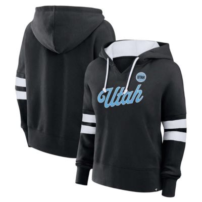NHL Fanatics Utah Hockey Club Oversized Seize V-Neck Pullover Hoodie, Black, Small