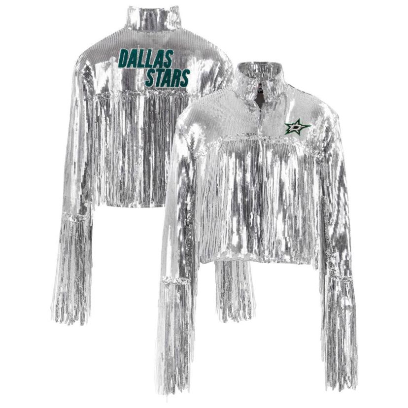 NHL Dallas Stars Cropped Sequin Fringe Blazer