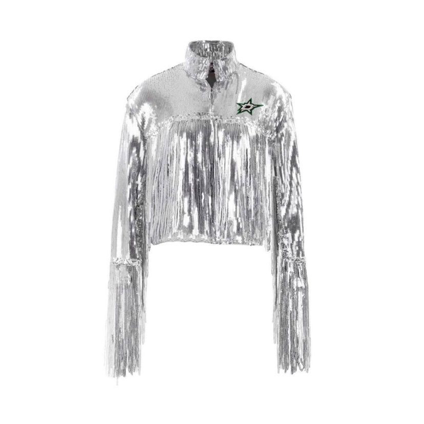 NHL Dallas Stars Cropped Sequin Fringe Blazer