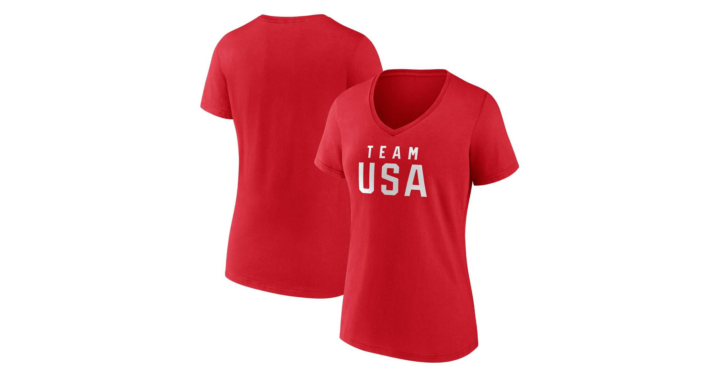 Olympics Fanatics Team USA Wordmark V-Neck T-Shirt