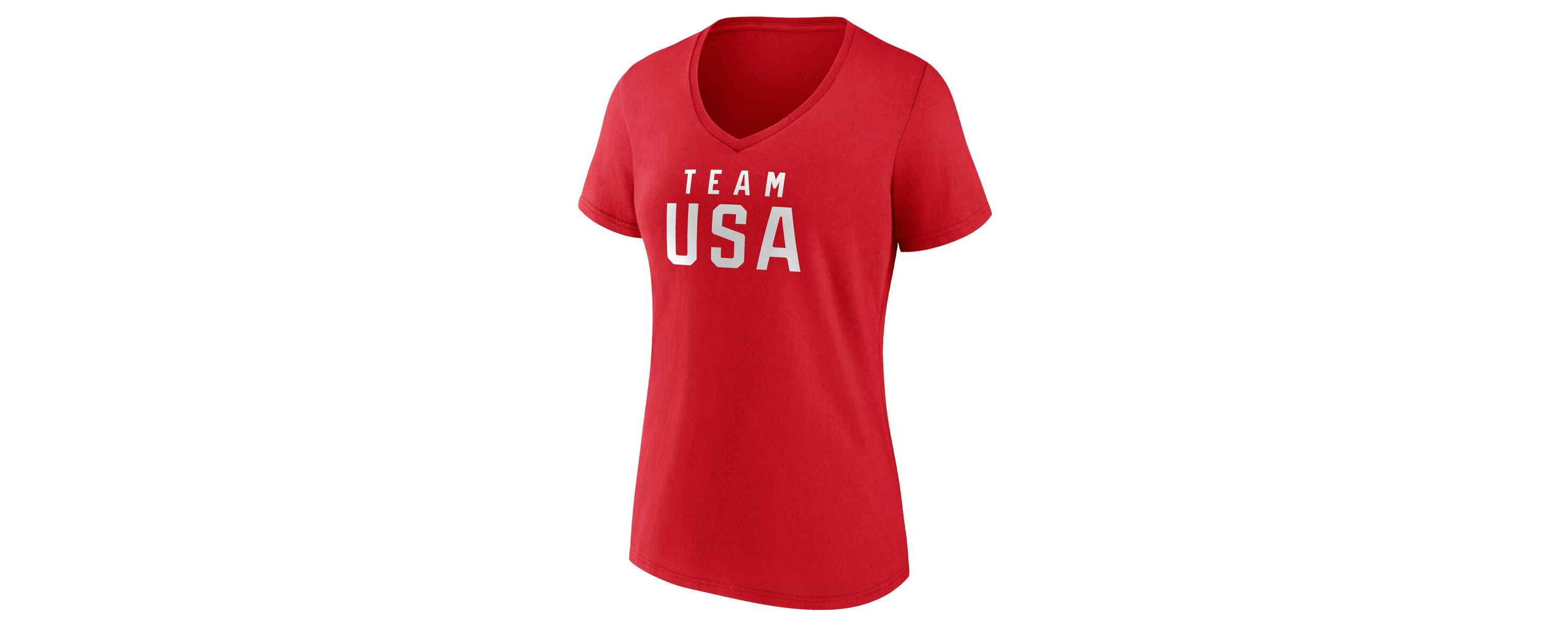 Olympics Fanatics Team USA Wordmark V-Neck T-Shirt
