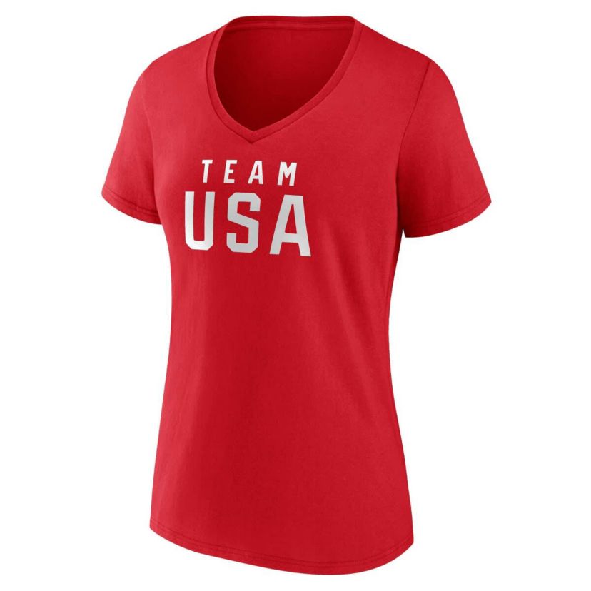 Olympics Fanatics Team USA Wordmark V-Neck T-Shirt