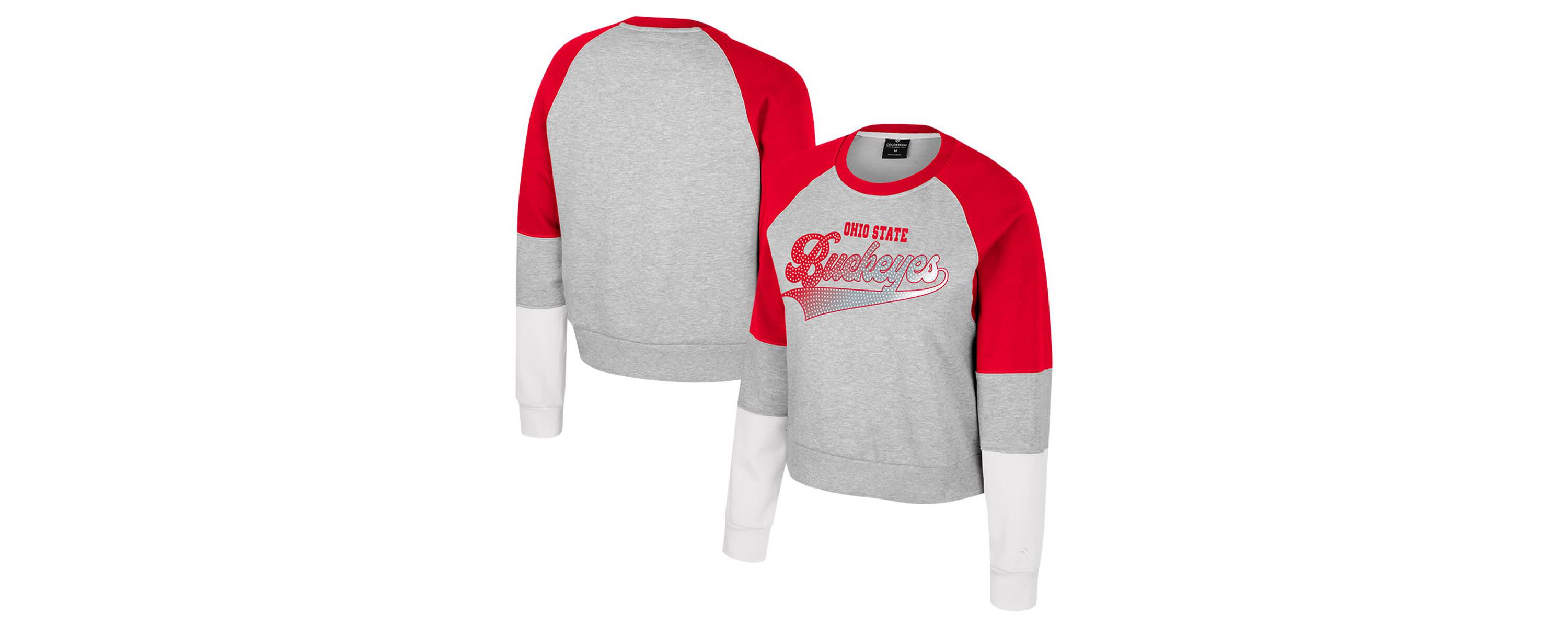 NCAA Ohio State Buckeyes Katinka Rhinestone Scoop Neck Pullover Sweatshirt
