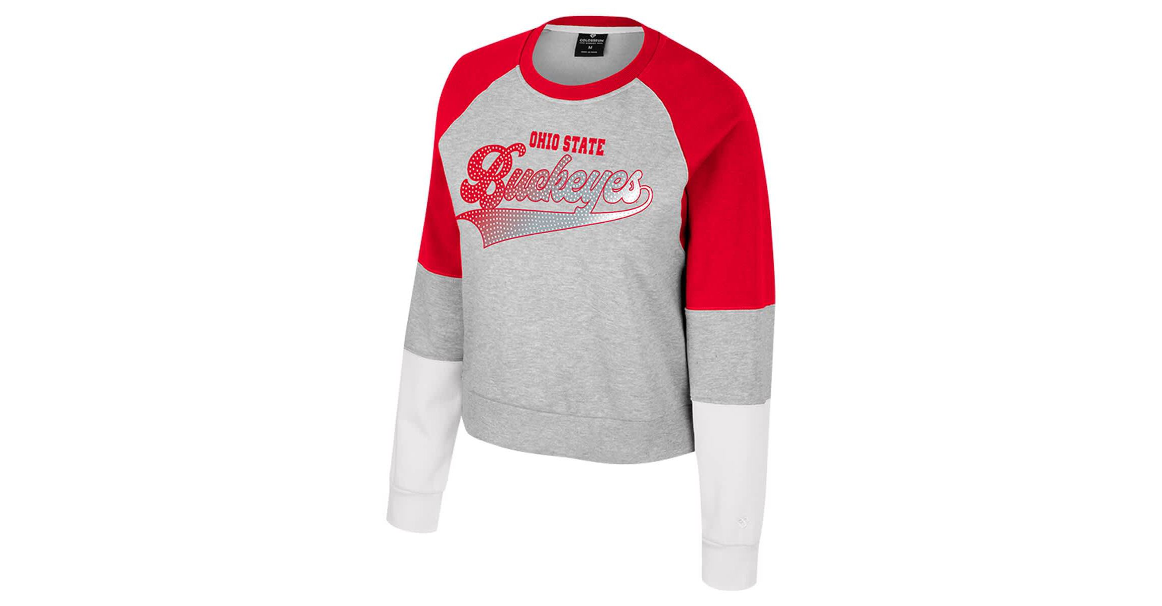 NCAA Ohio State Buckeyes Katinka Rhinestone Scoop Neck Pullover Sweatshirt