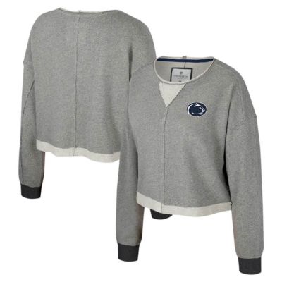 Colosseum NCAA Penn State Nittany Lions Magnum Scoop Neck Cropped Pullover Sweatshirt, Grey, XXL