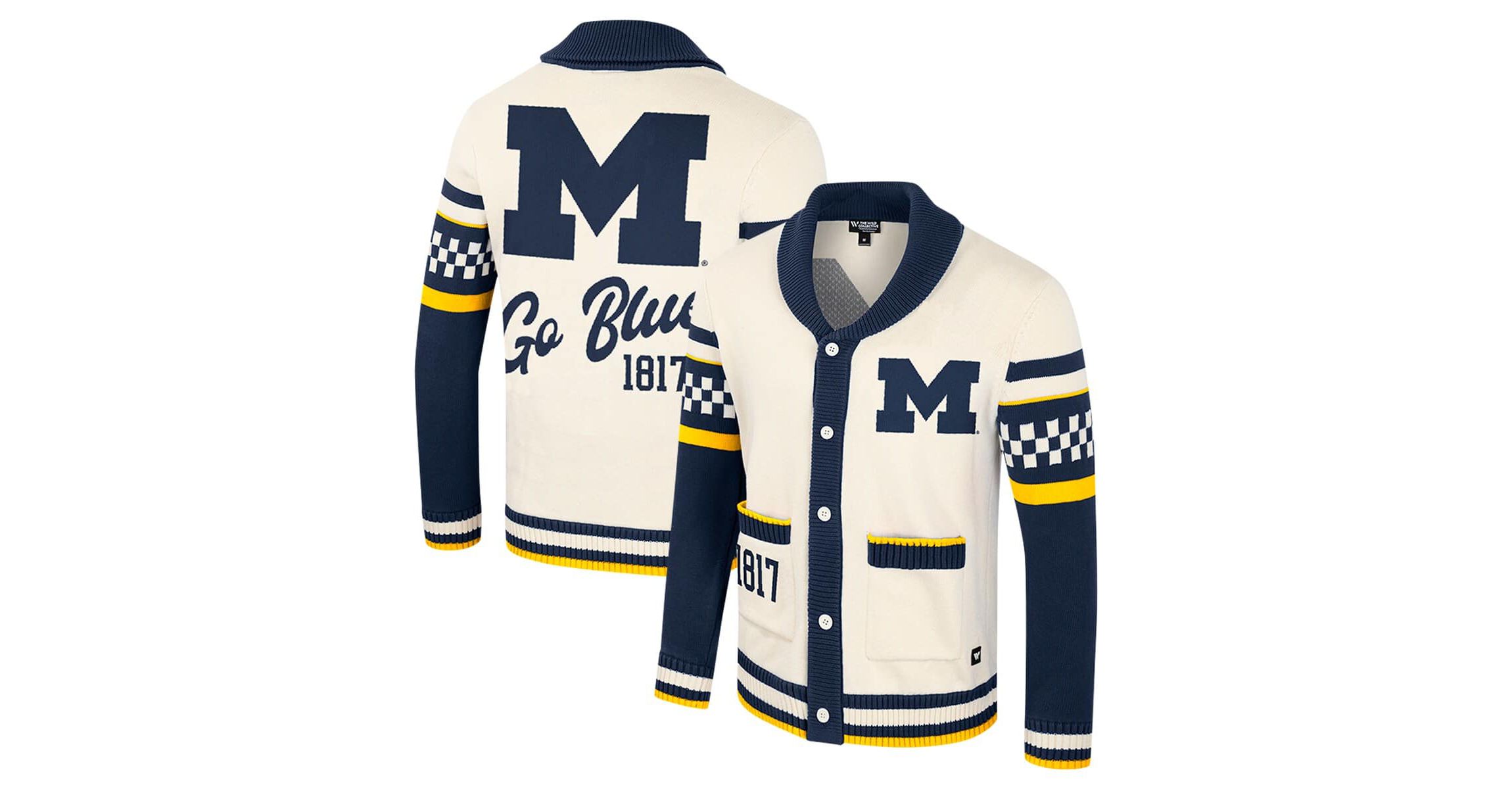 NCAA Michigan Wolverines Wild Collective Button-Up Jacquard Sweater