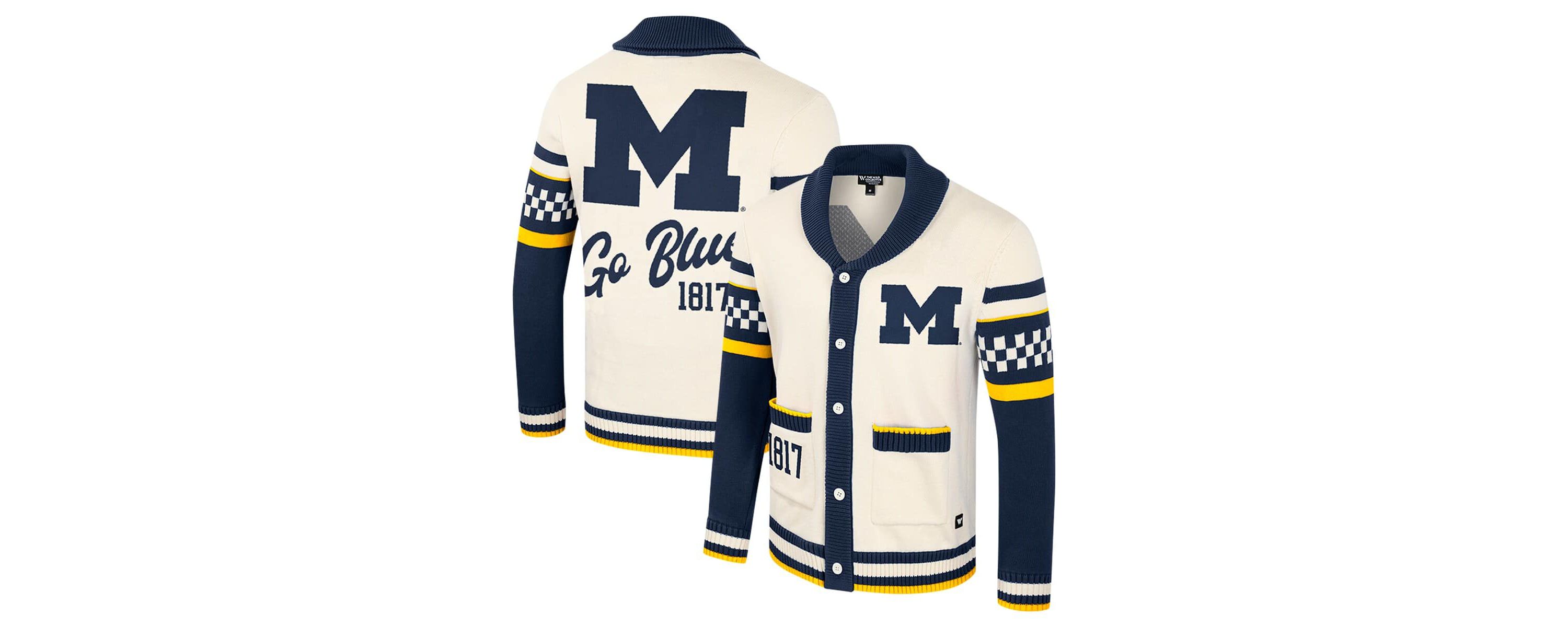 NCAA Michigan Wolverines Wild Collective Button-Up Jacquard Sweater