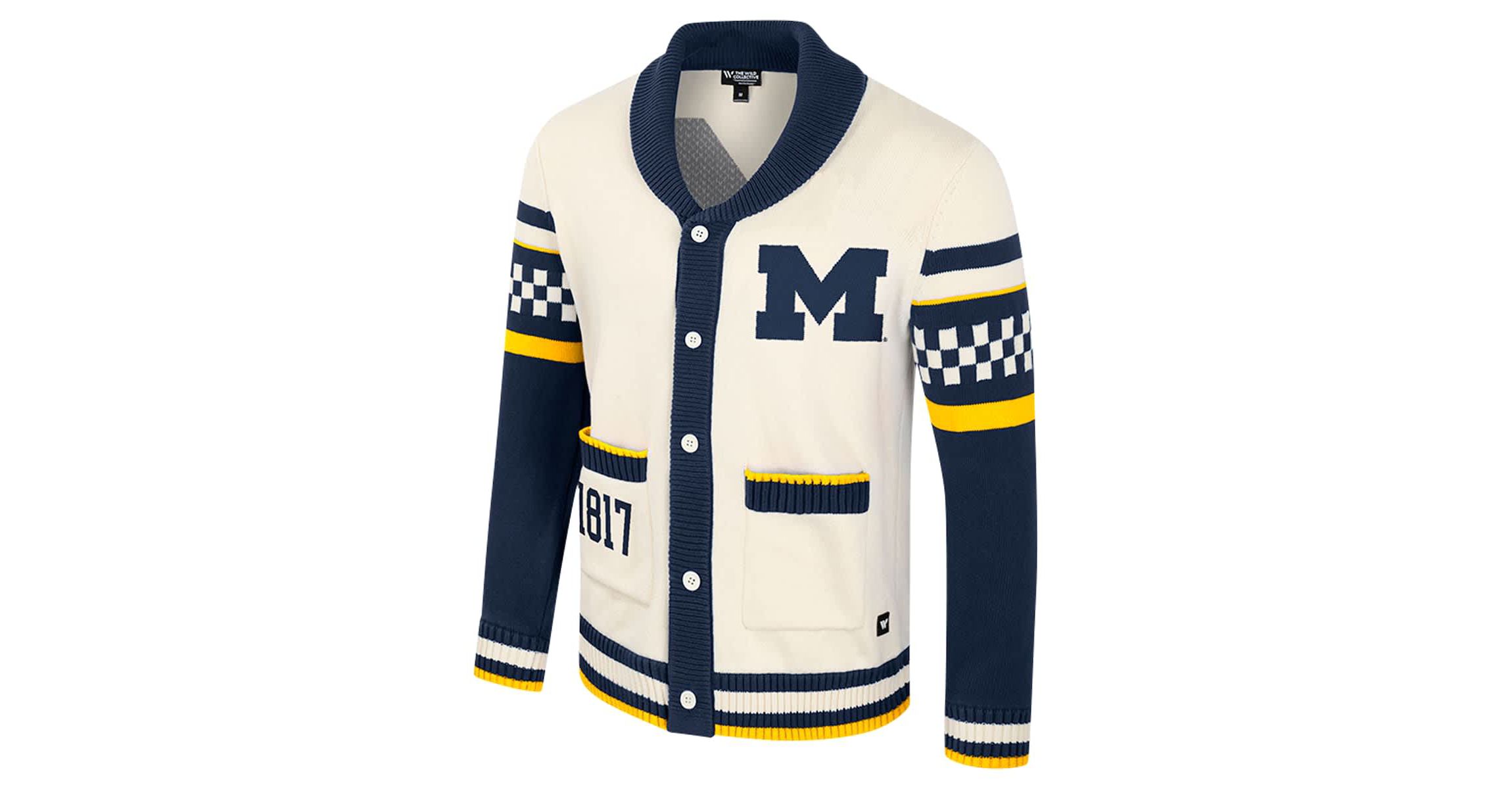NCAA Michigan Wolverines Wild Collective Button-Up Jacquard Sweater
