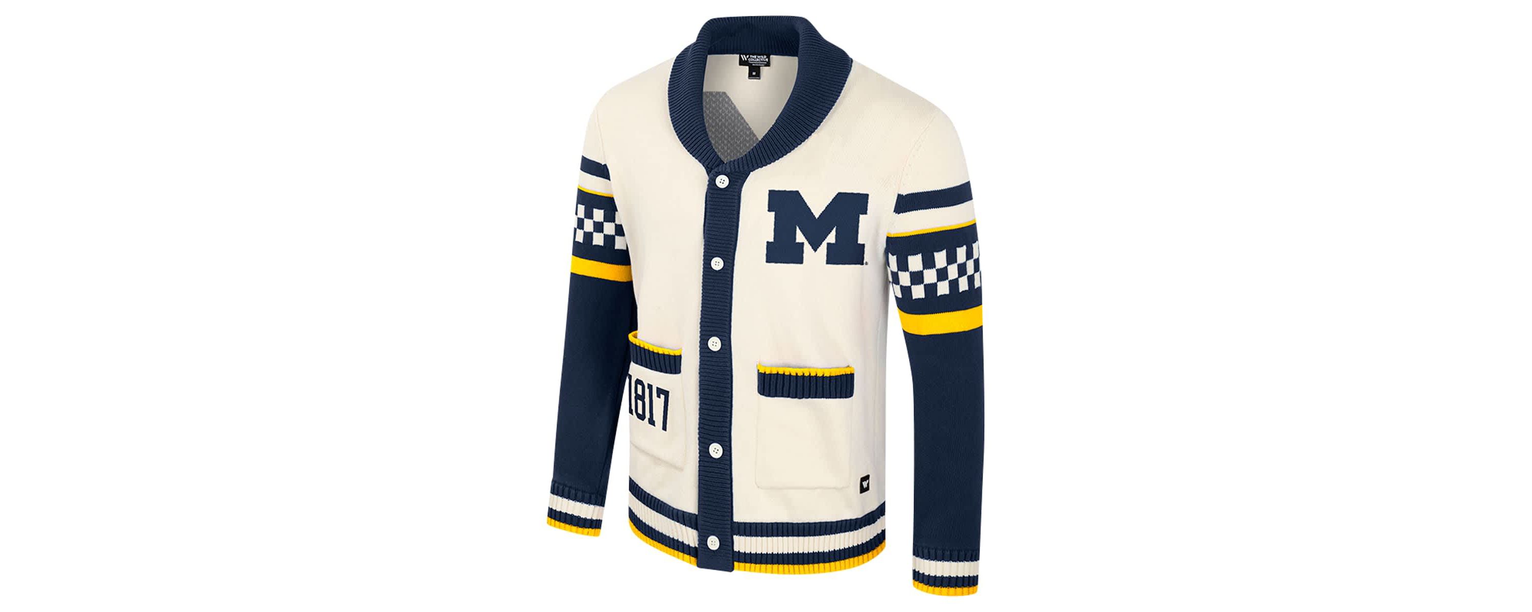 NCAA Michigan Wolverines Wild Collective Button-Up Jacquard Sweater