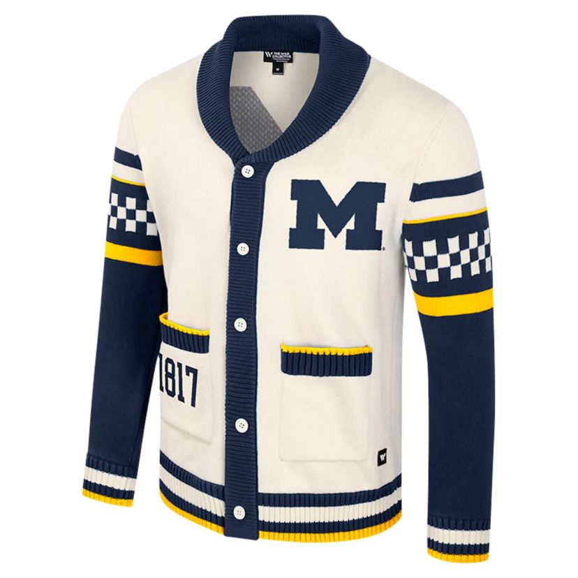 NCAA Michigan Wolverines Wild Collective Button-Up Jacquard Sweater