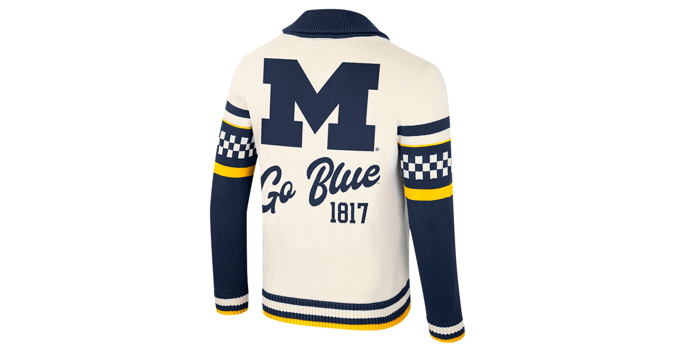 NCAA Michigan Wolverines Wild Collective Button-Up Jacquard Sweater