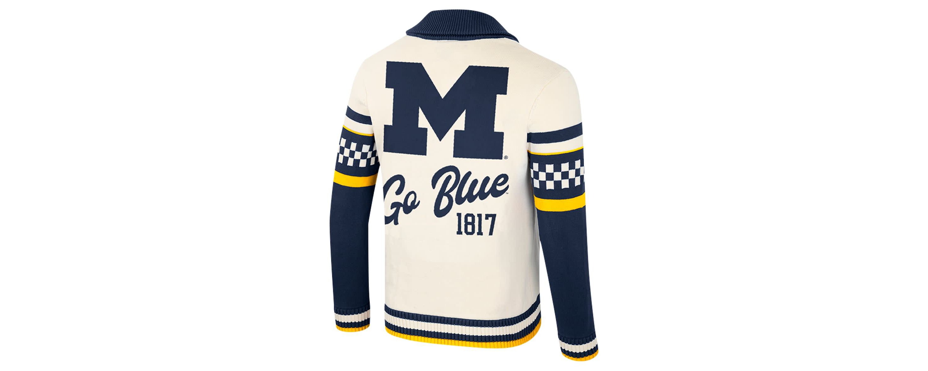 NCAA Michigan Wolverines Wild Collective Button-Up Jacquard Sweater