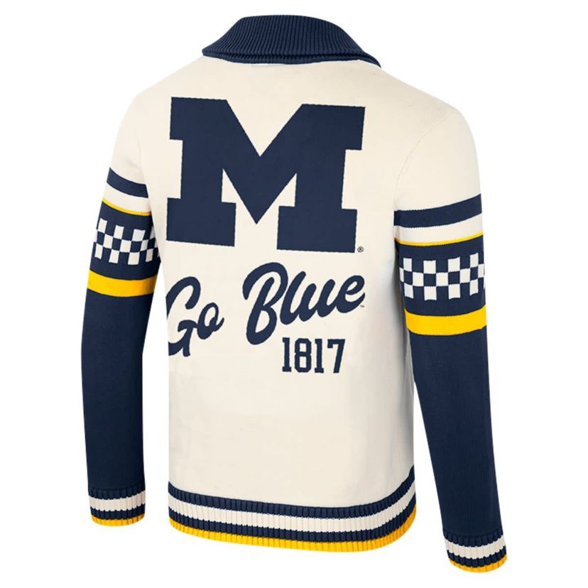 NCAA Michigan Wolverines Wild Collective Button-Up Jacquard Sweater
