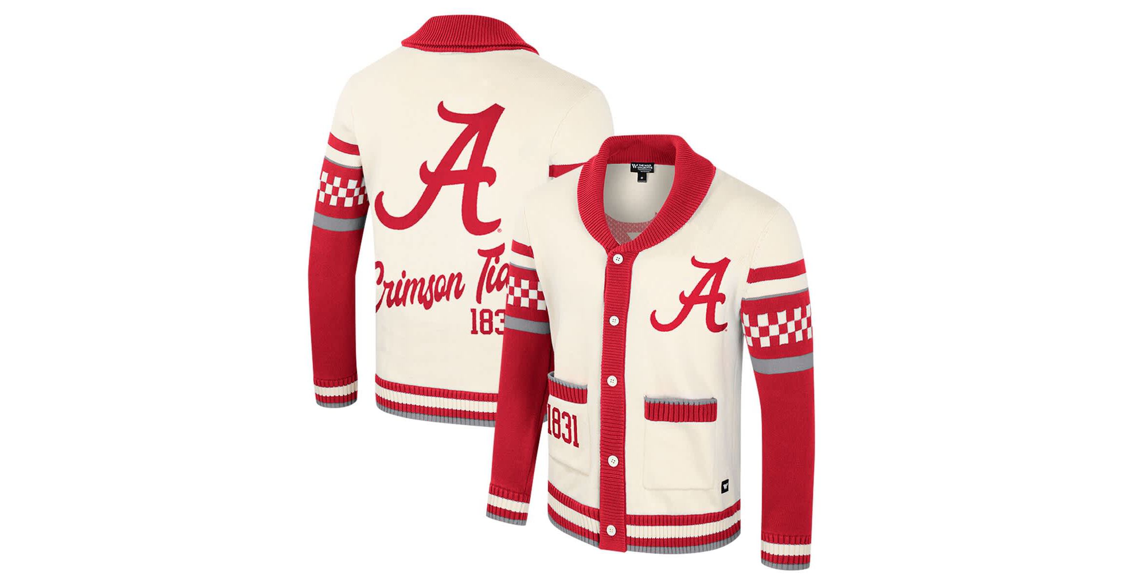 Alabama Crimson Tide NCAA Alabama Tide Wild Collective Button-Up Jacquard Sweater