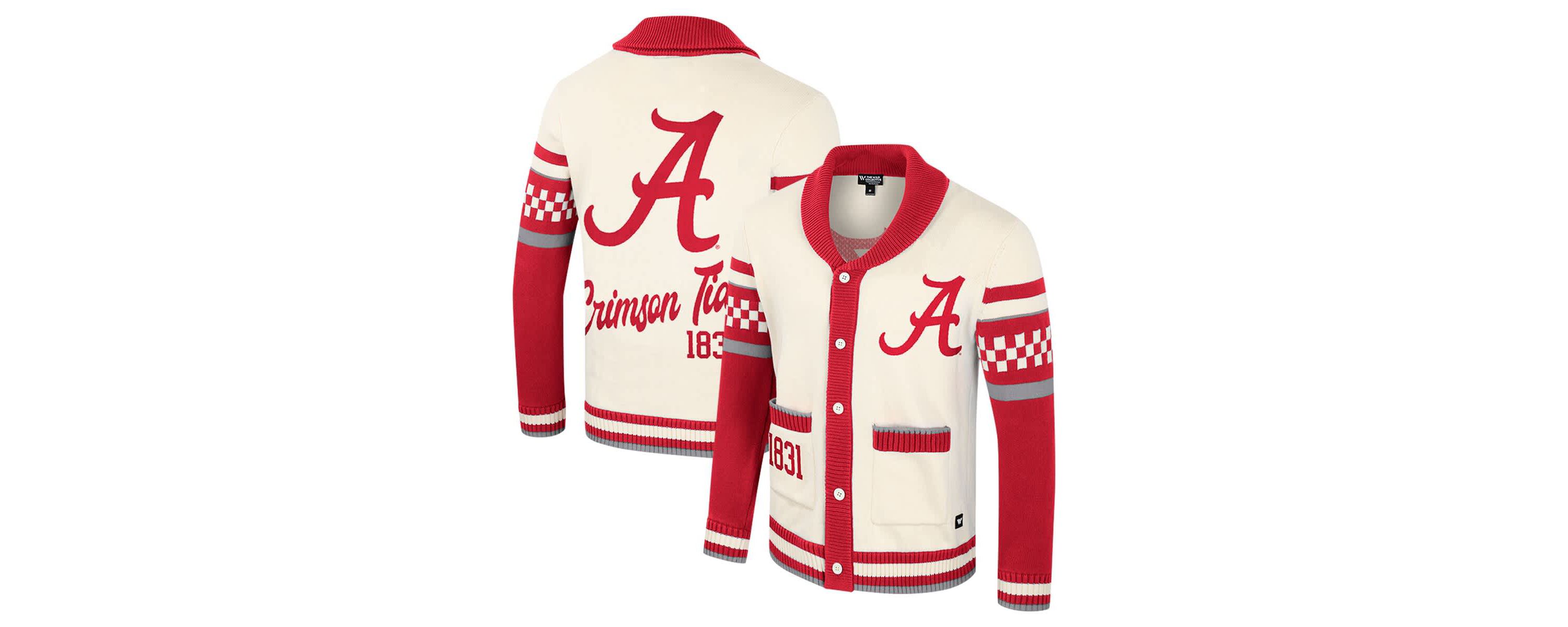Alabama Crimson Tide NCAA Alabama Tide Wild Collective Button-Up Jacquard Sweater