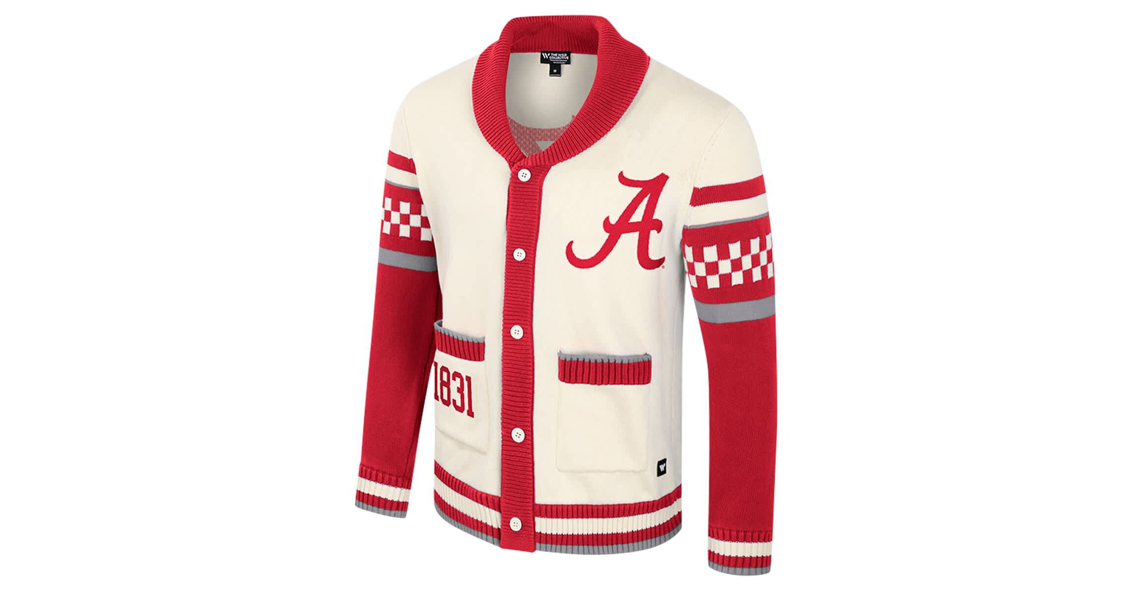 Alabama Crimson Tide NCAA Alabama Tide Wild Collective Button-Up Jacquard Sweater