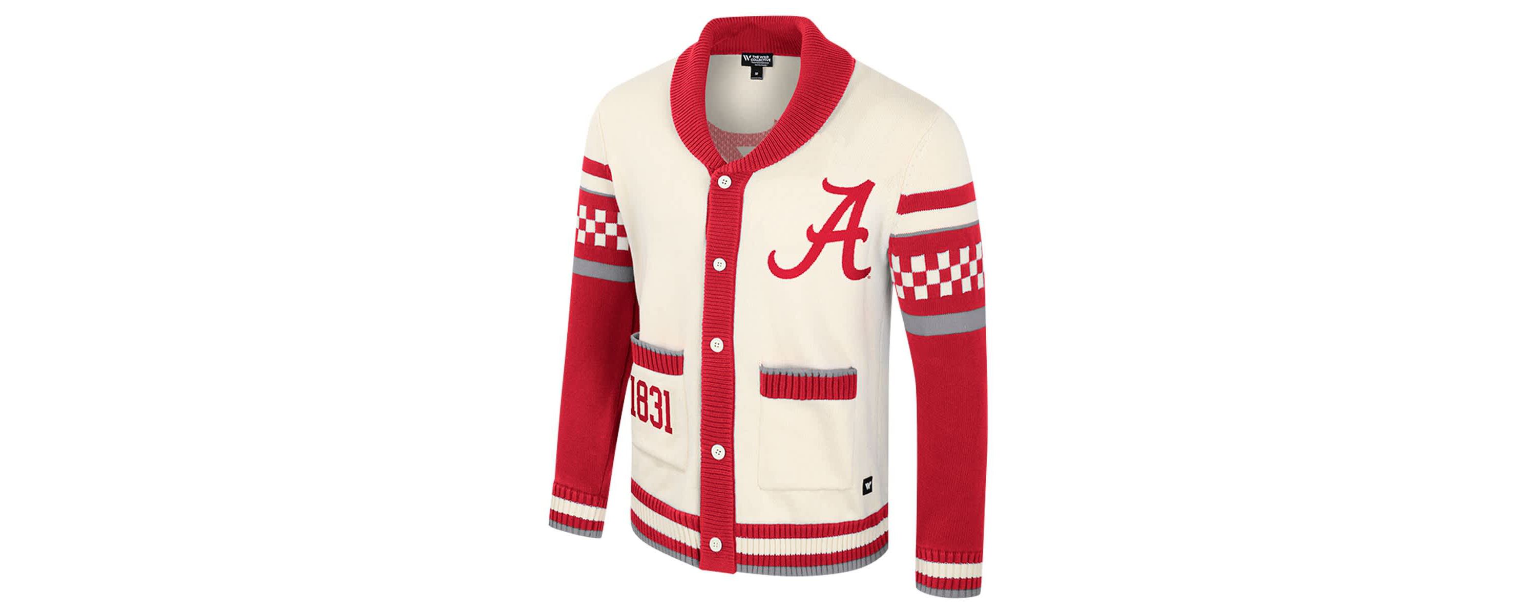 Alabama Crimson Tide NCAA Alabama Tide Wild Collective Button-Up Jacquard Sweater