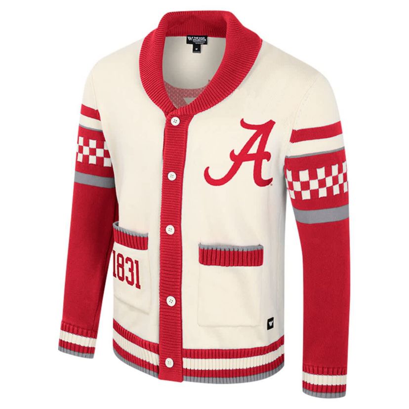 Alabama Crimson Tide NCAA Alabama Tide Wild Collective Button-Up Jacquard Sweater