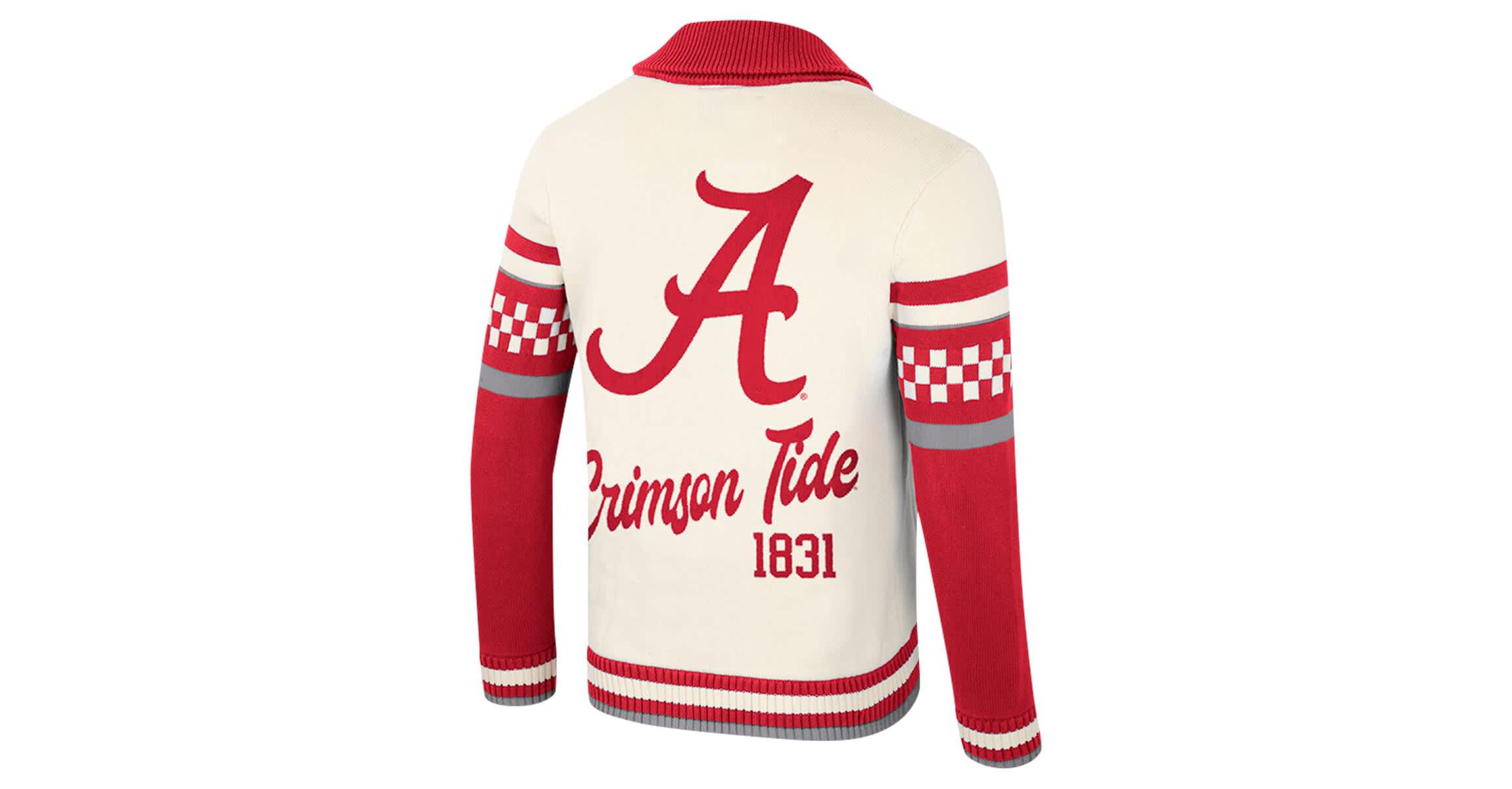 Alabama Crimson Tide NCAA Alabama Tide Wild Collective Button-Up Jacquard Sweater
