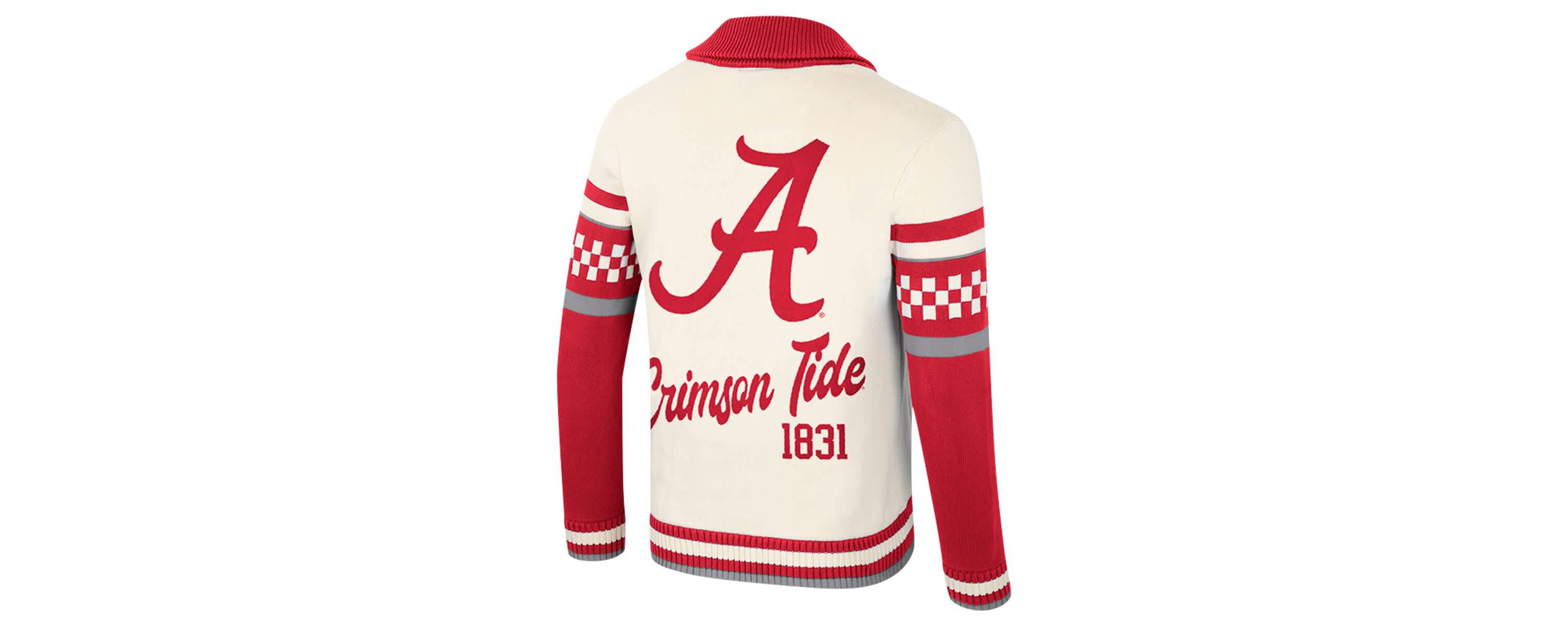 Alabama Crimson Tide NCAA Alabama Tide Wild Collective Button-Up Jacquard Sweater