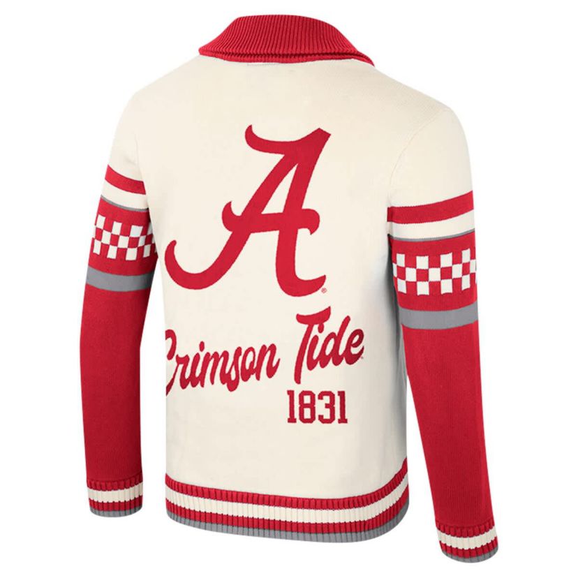 Alabama Crimson Tide NCAA Alabama Tide Wild Collective Button-Up Jacquard Sweater