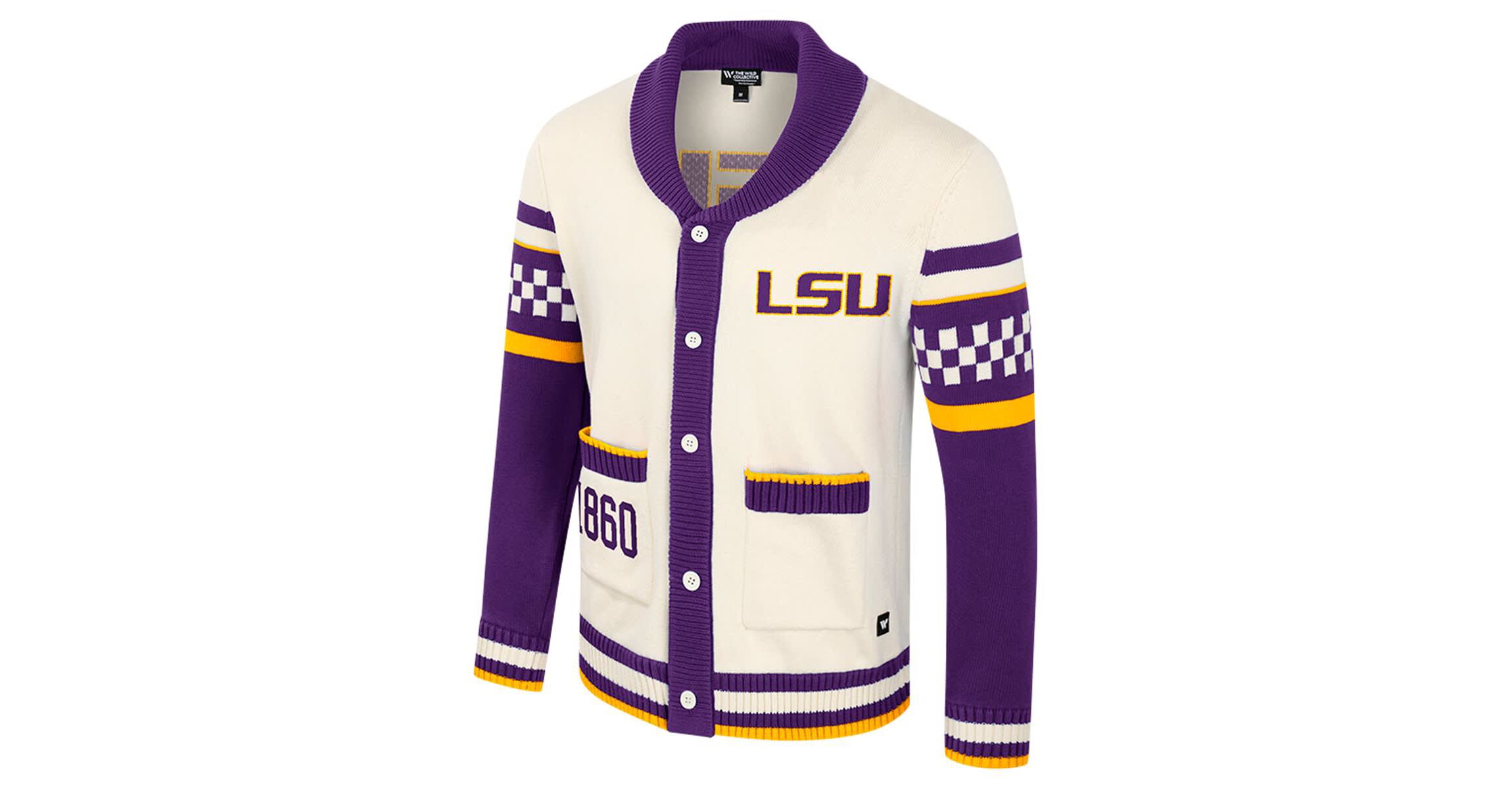 NCAA LSU Tigers Wild Collective Button-Up Jacquard Sweater