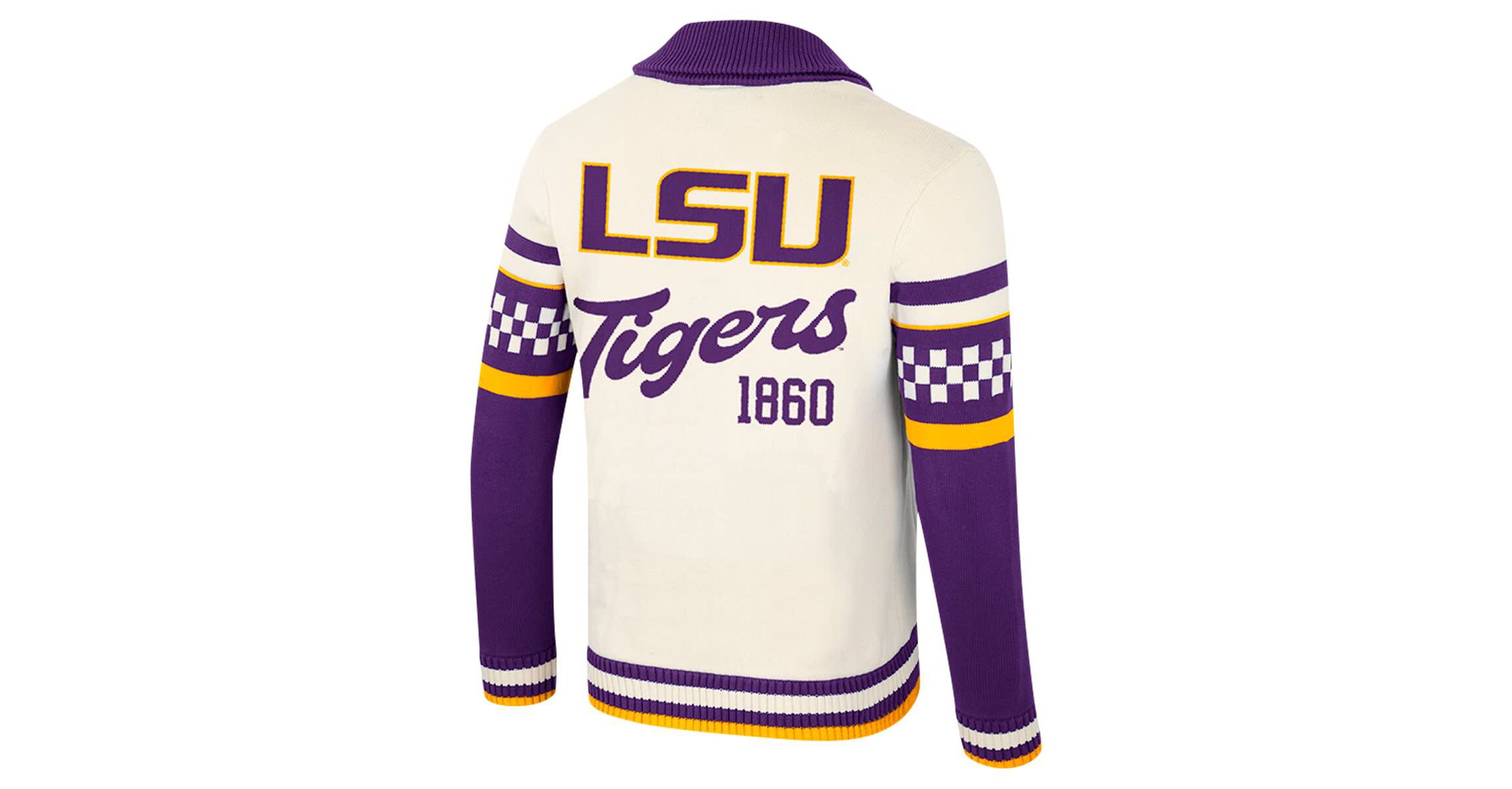 NCAA LSU Tigers Wild Collective Button-Up Jacquard Sweater