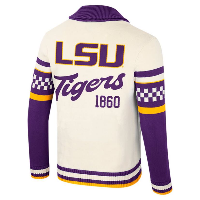NCAA LSU Tigers Wild Collective Button-Up Jacquard Sweater