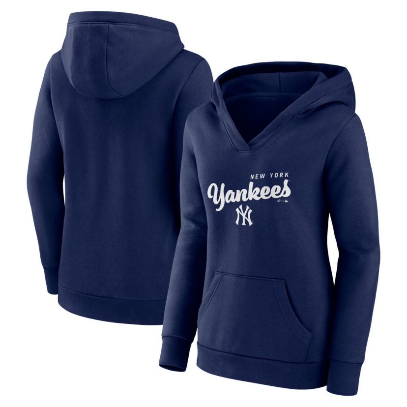 MLB Logo Athletic New York Yankees Logo Triumphant V-Neck Pullover Hoodie