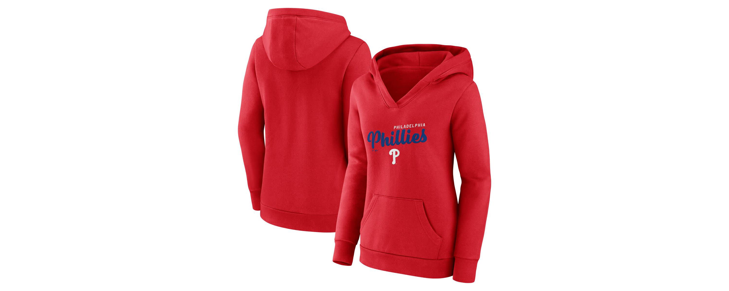 MLB Logo Athletic Philadelphia Phillies Logo Triumphant V-Neck Pullover Hoodie