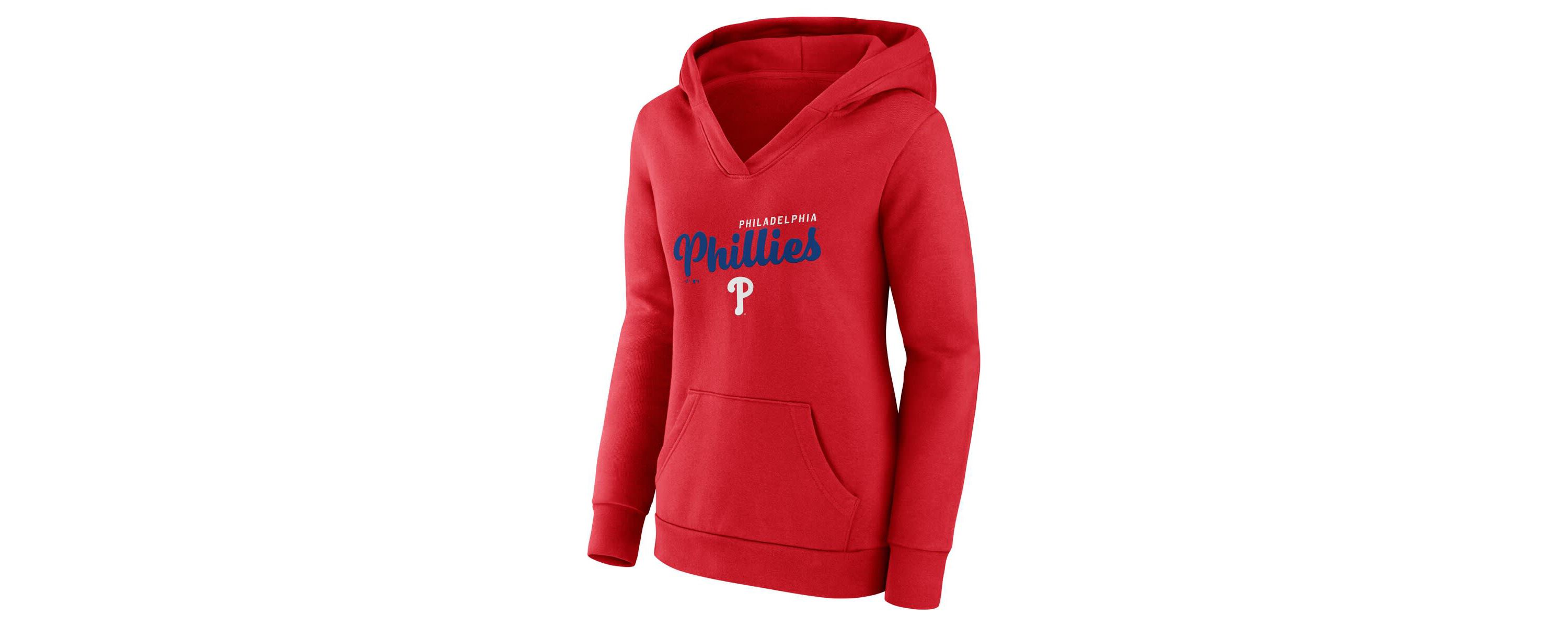MLB Logo Athletic Philadelphia Phillies Logo Triumphant V-Neck Pullover Hoodie