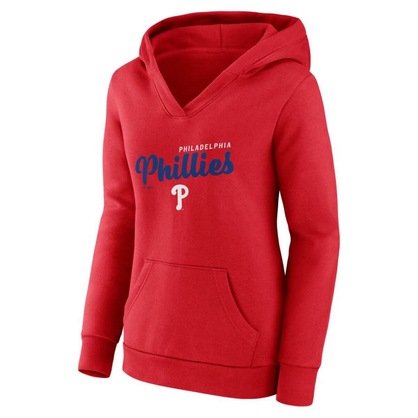 MLB Logo Athletic Philadelphia Phillies Logo Triumphant V-Neck Pullover Hoodie