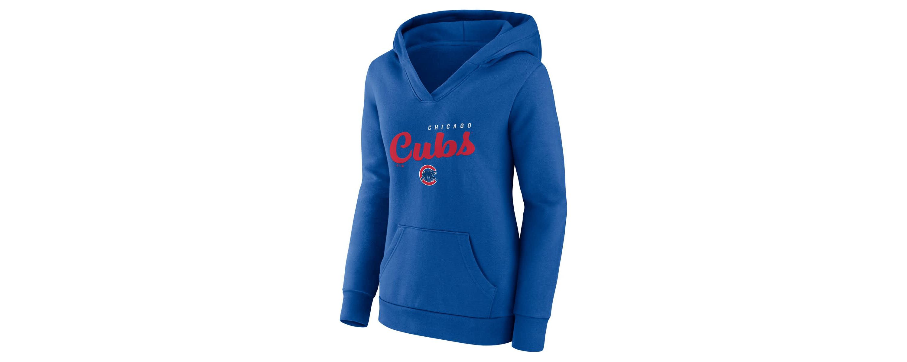 MLB Logo Athletic Chicago Cubs Logo Triumphant V-Neck Pullover Hoodie