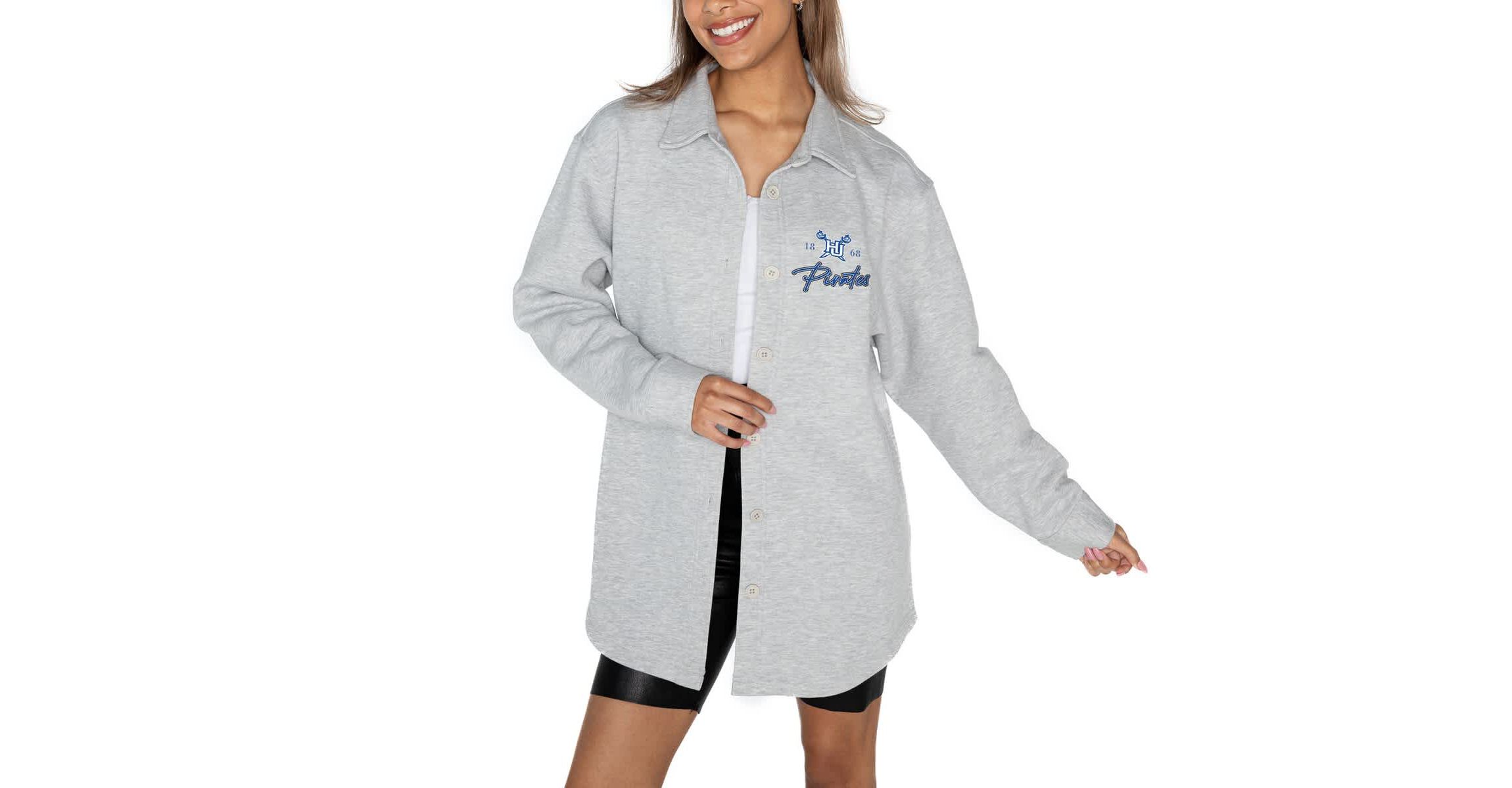 NCAA Hampton Pirates Foundation Full-Button Long Sleeve Overshirt