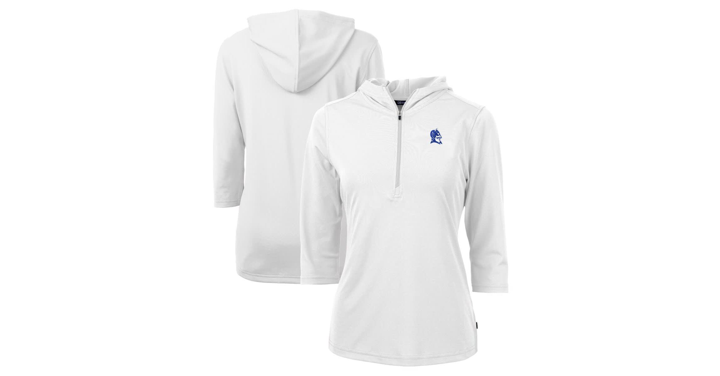 Duke Blue Devils NCAA Duke Devils Virtue Eco Pique Recycled Half-Zip 3/4-Sleeve Hoodie