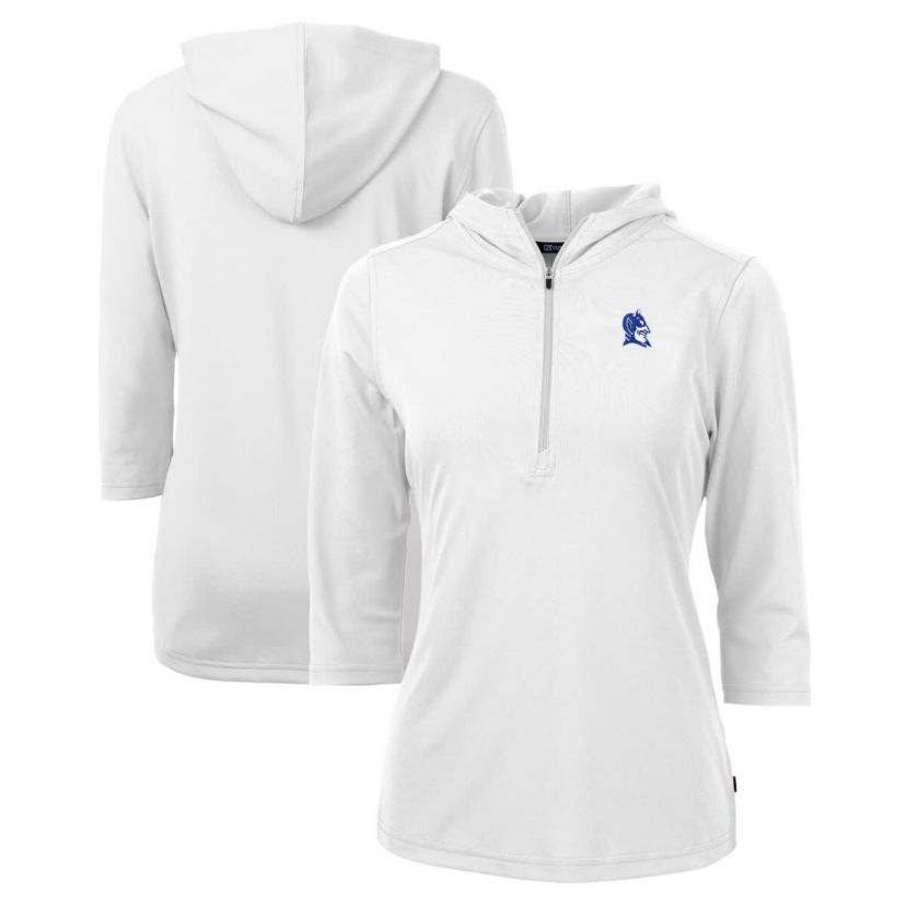 Duke Blue Devils NCAA Duke Devils Virtue Eco Pique Recycled Half-Zip 3/4-Sleeve Hoodie