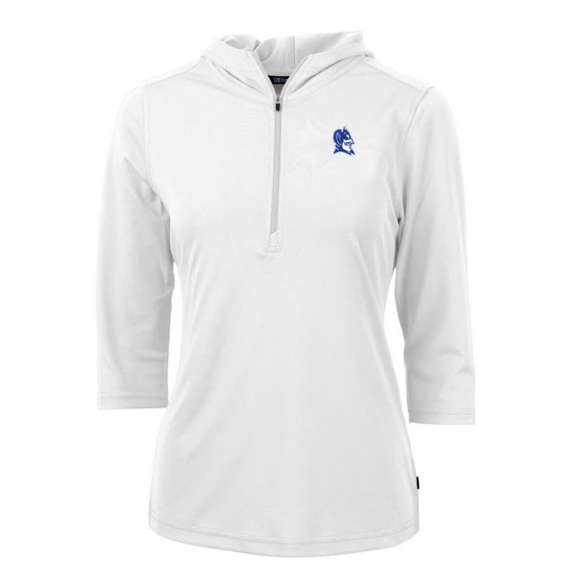 Duke Blue Devils NCAA Duke Devils Virtue Eco Pique Recycled Half-Zip 3/4-Sleeve Hoodie