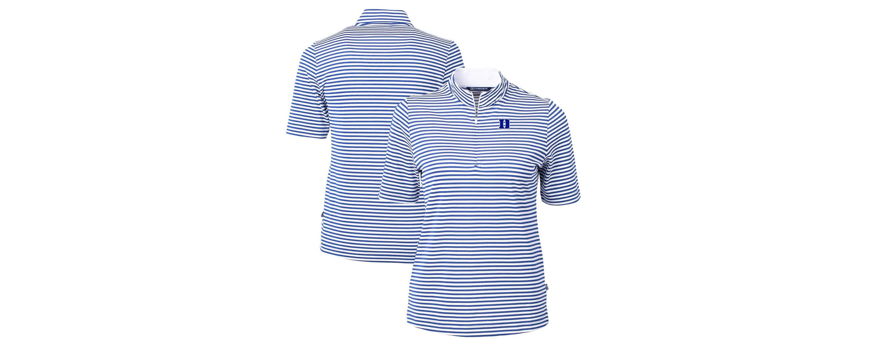 Duke Blue Devils NCAA Duke Devils Virtue Eco Pique Stripe Recycled Tri-Blend Quarter-Zip Top