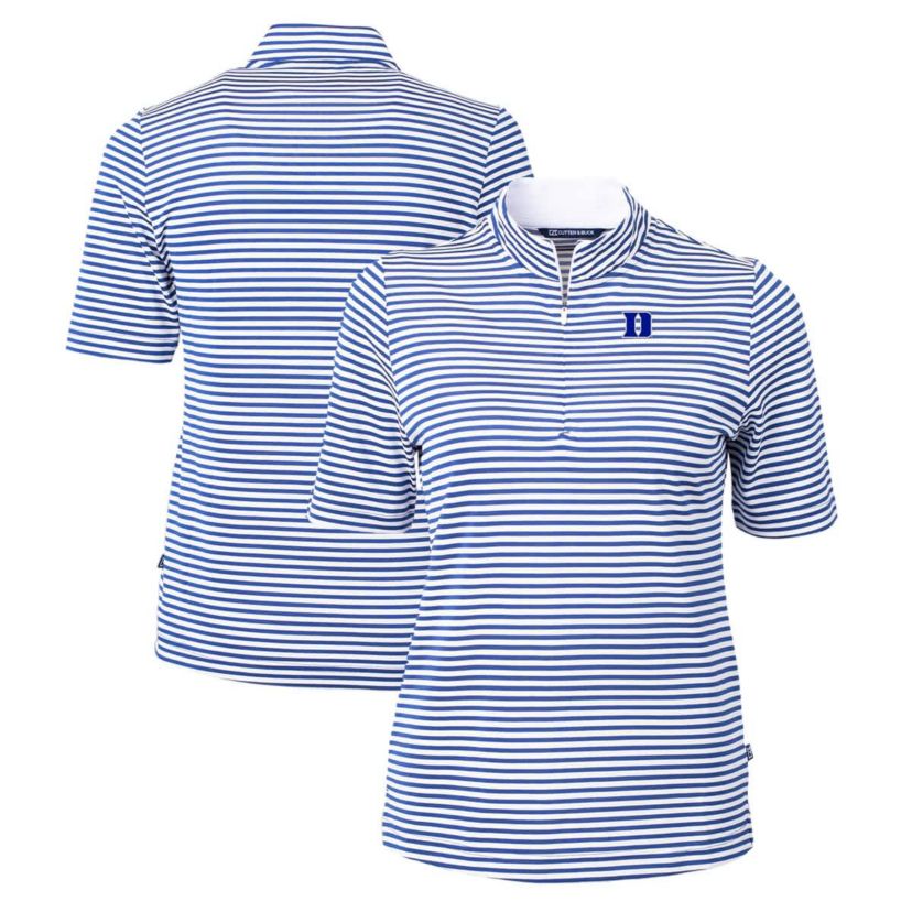 Duke Blue Devils NCAA Duke Devils Virtue Eco Pique Stripe Recycled Tri-Blend Quarter-Zip Top