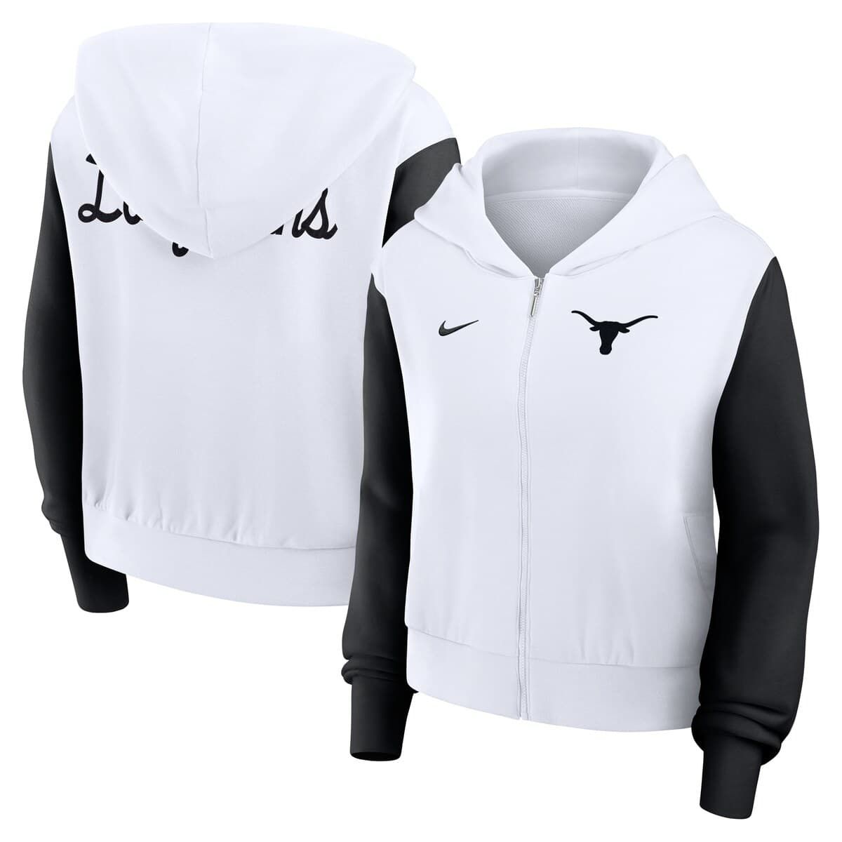 NCAA Nike Texas Longhorns Cropped Color-Block Script Full-Zip Hoodie