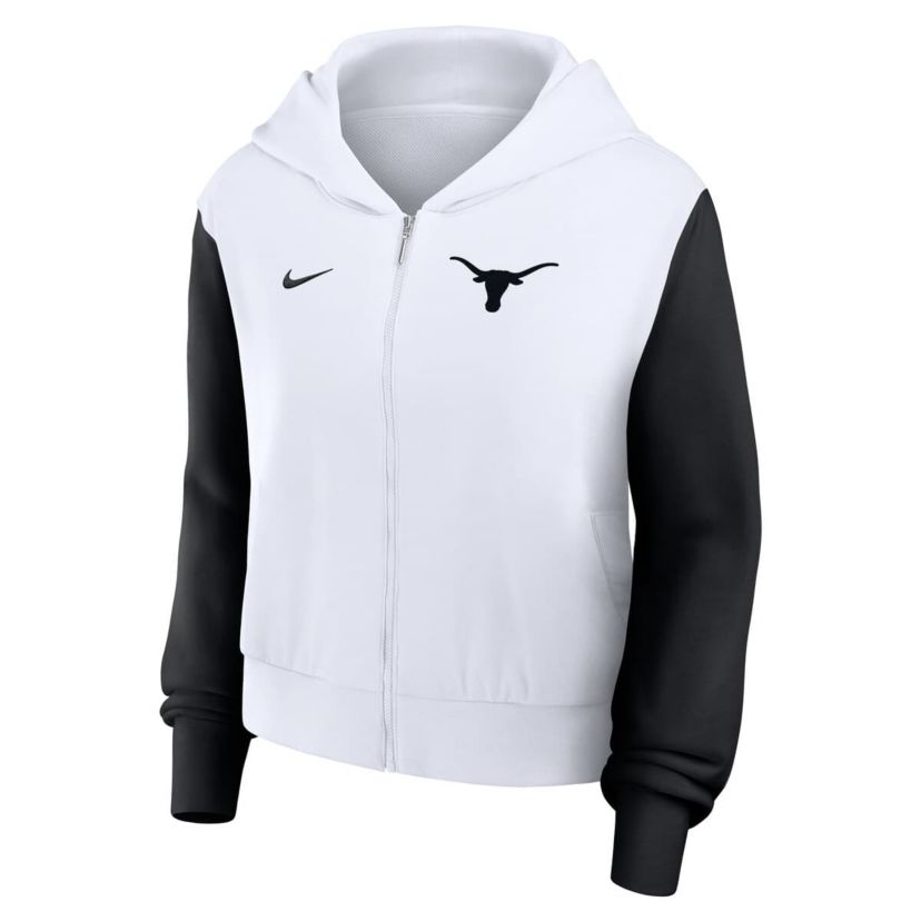 NCAA Nike Texas Longhorns Cropped Color-Block Script Full-Zip Hoodie