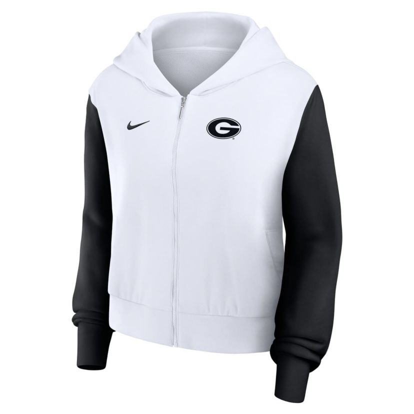 NCAA Nike Georgia Bulldogs Cropped Color-Block Script Full-Zip Hoodie