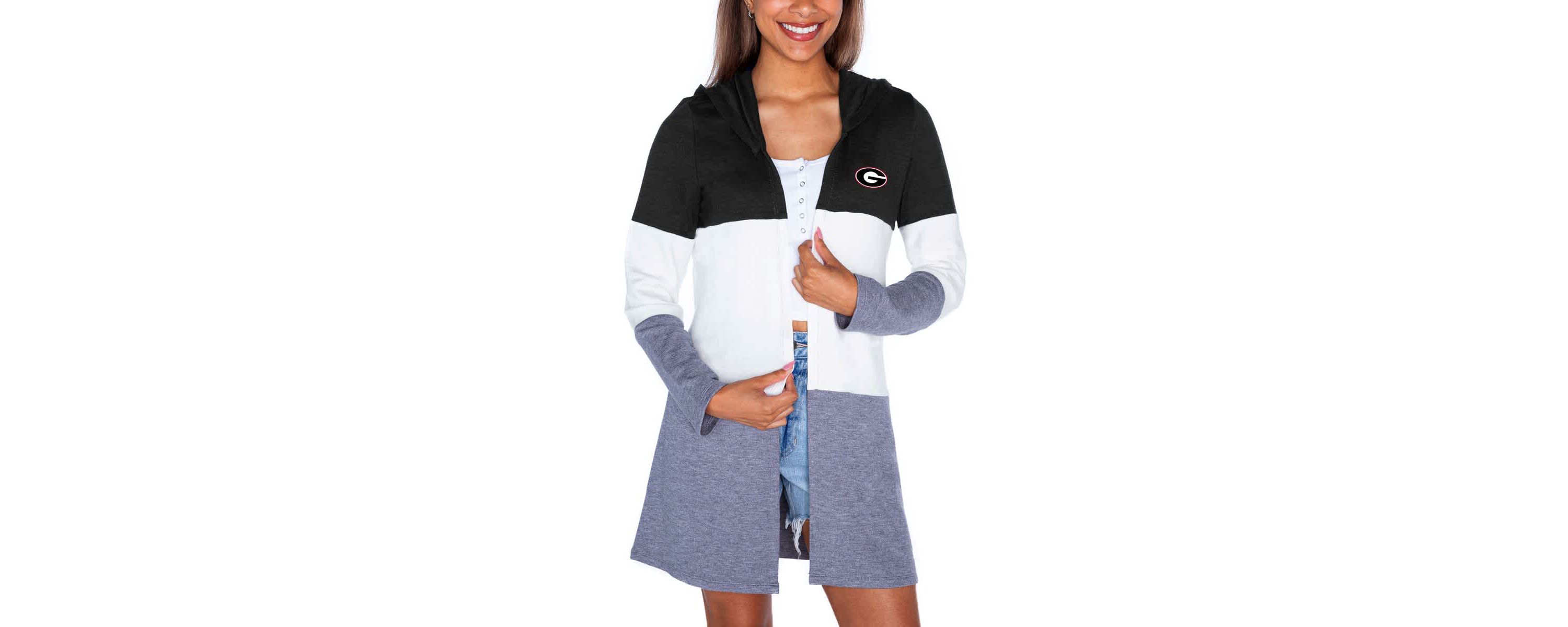 NCAA Georgia Bulldogs Colorblock Hooded Cardigan