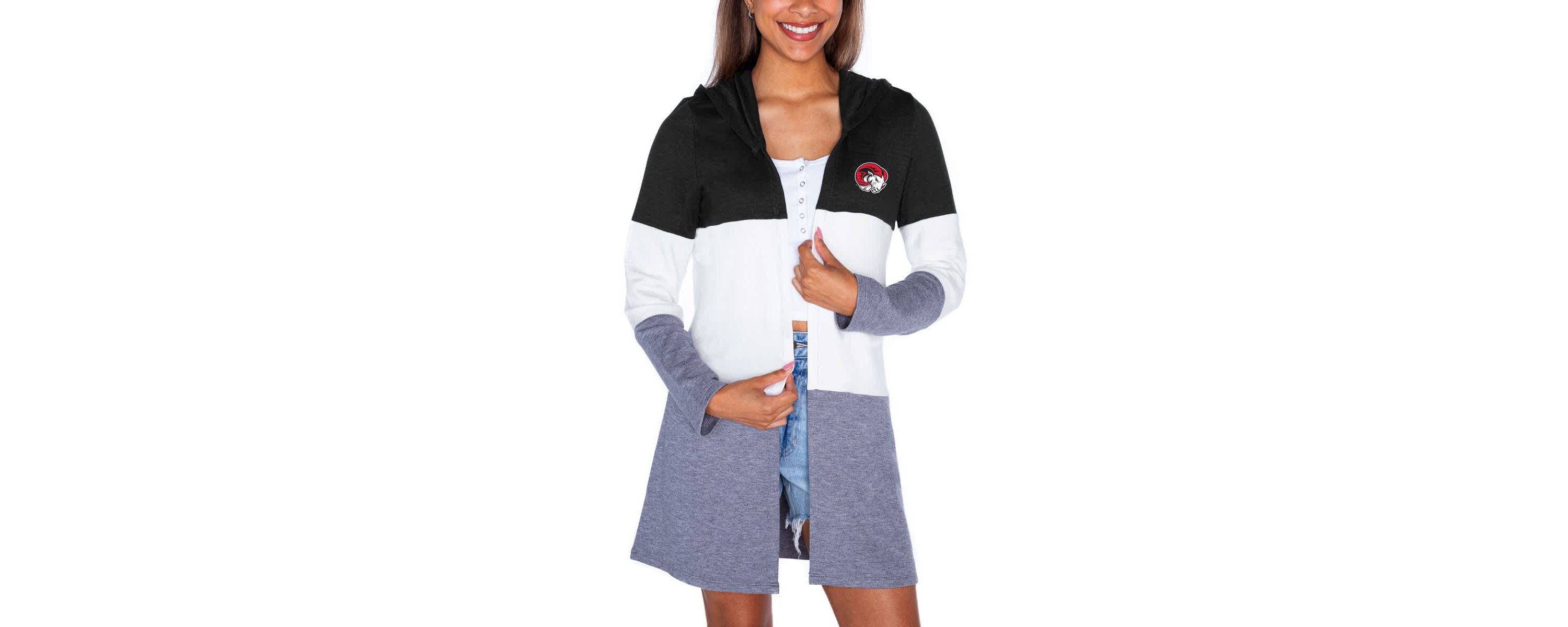 NCAA Winston-Salem State Rams Colorblock Hooded Cardigan