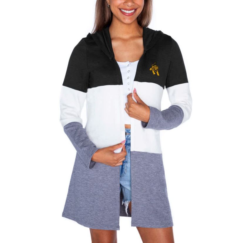 NCAA Tuskegee Golden Tigers Colorblock Hooded Cardigan