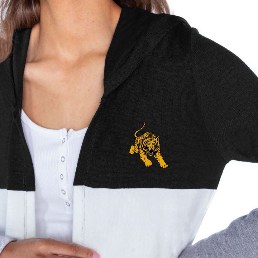 NCAA Tuskegee Golden Tigers Colorblock Hooded Cardigan