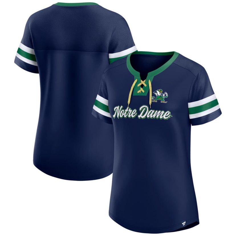 NCAA Fanatics Notre Dame Fighting Irish Iconic Athena Lace-Up T-Shirt