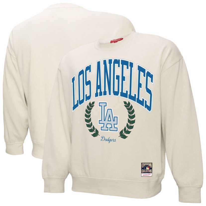 MLB Los Angeles Dodgers Cooperstown Collection Laurel Crew Pullover Sweatshirt